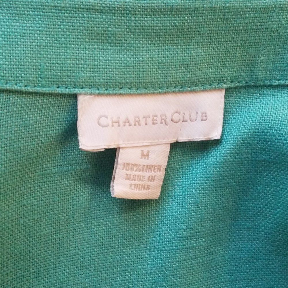 Turquoise Blue Linen Jacket Charter Club - Picture 9 of 10